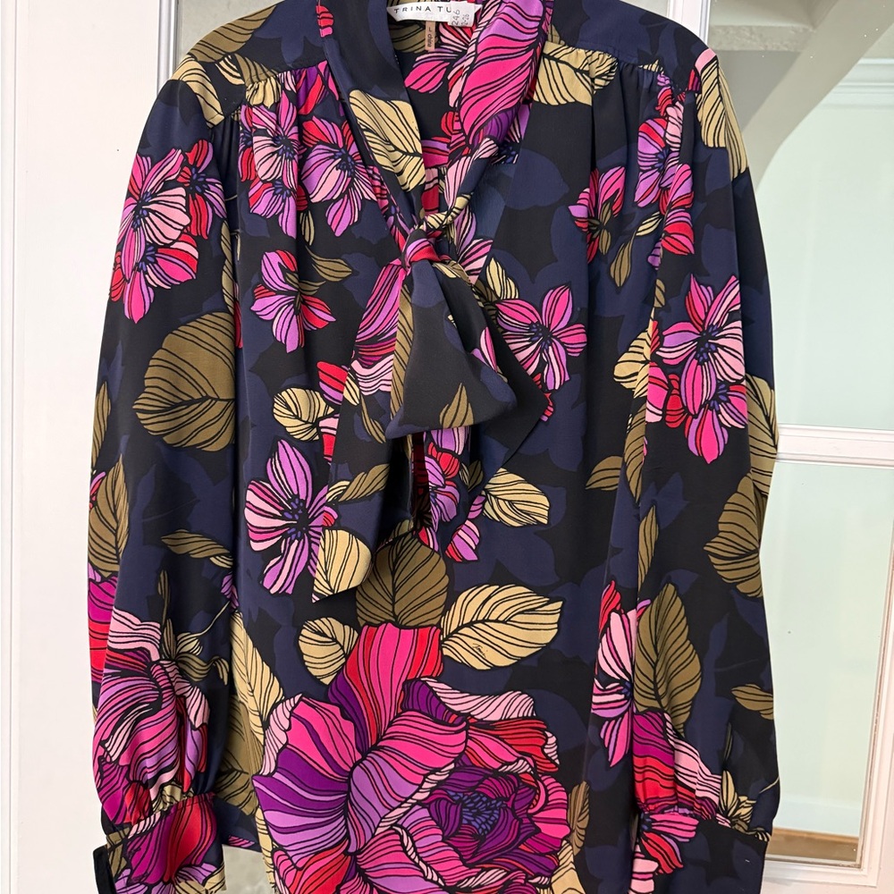 Trina Turk Floral Blouse - Pink, Olive, Navy, and Black